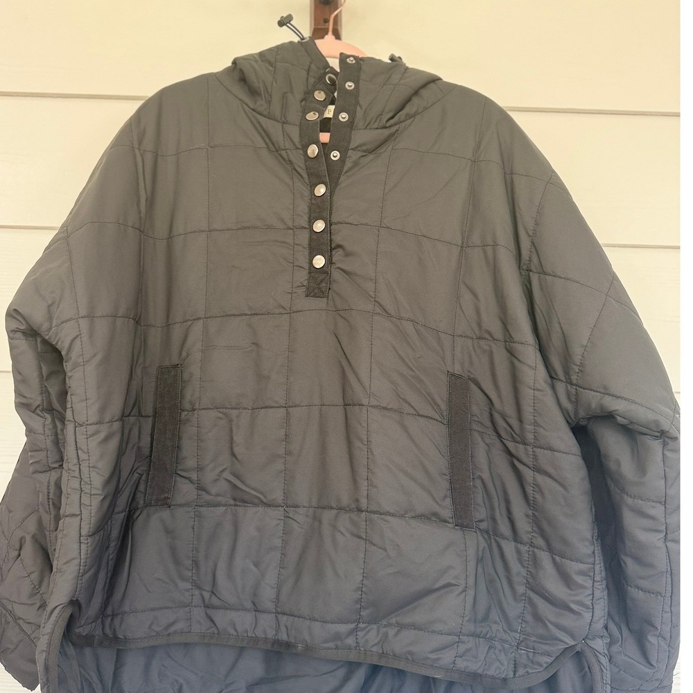 B- 56- POL Clothing Women Black Quilted Hooded Pullover Jacket SMJ148 Size Large